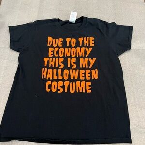[M]Gildan Black and Orange Halloween Costume Cotton T-Shirt Women
